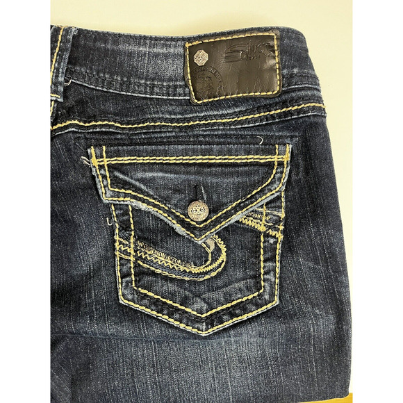 Silver Jeans Suki Slim Bootcut Size 28x31 Mid Rise Medium Blue Flap Pockets - Picture 7 of 12